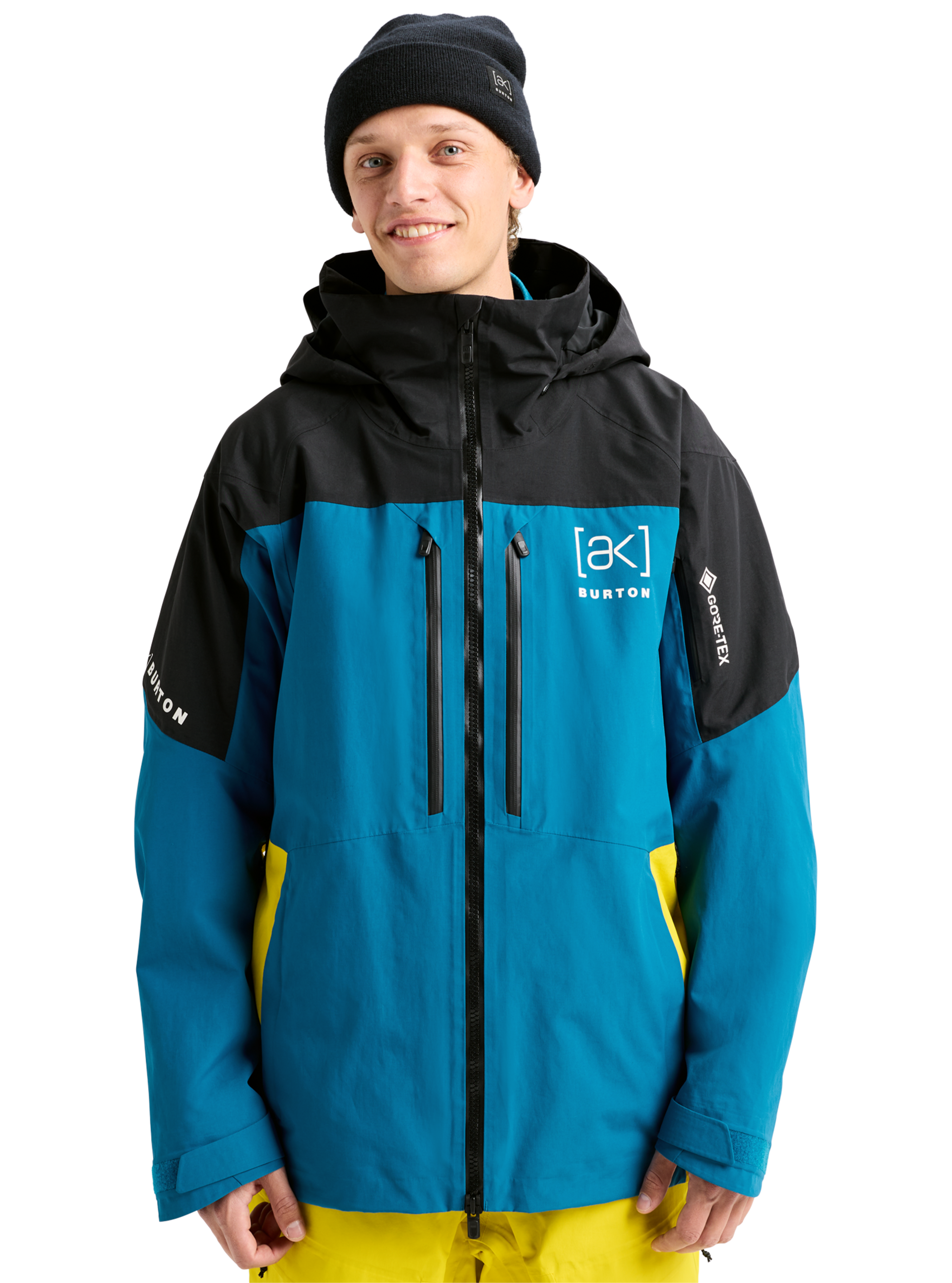Product image of Men's Burton [ak] Swash GORE‑TEX 2L Jacket (Sample)[Variant:True Black / Blue Teal / Atomic Yellow]