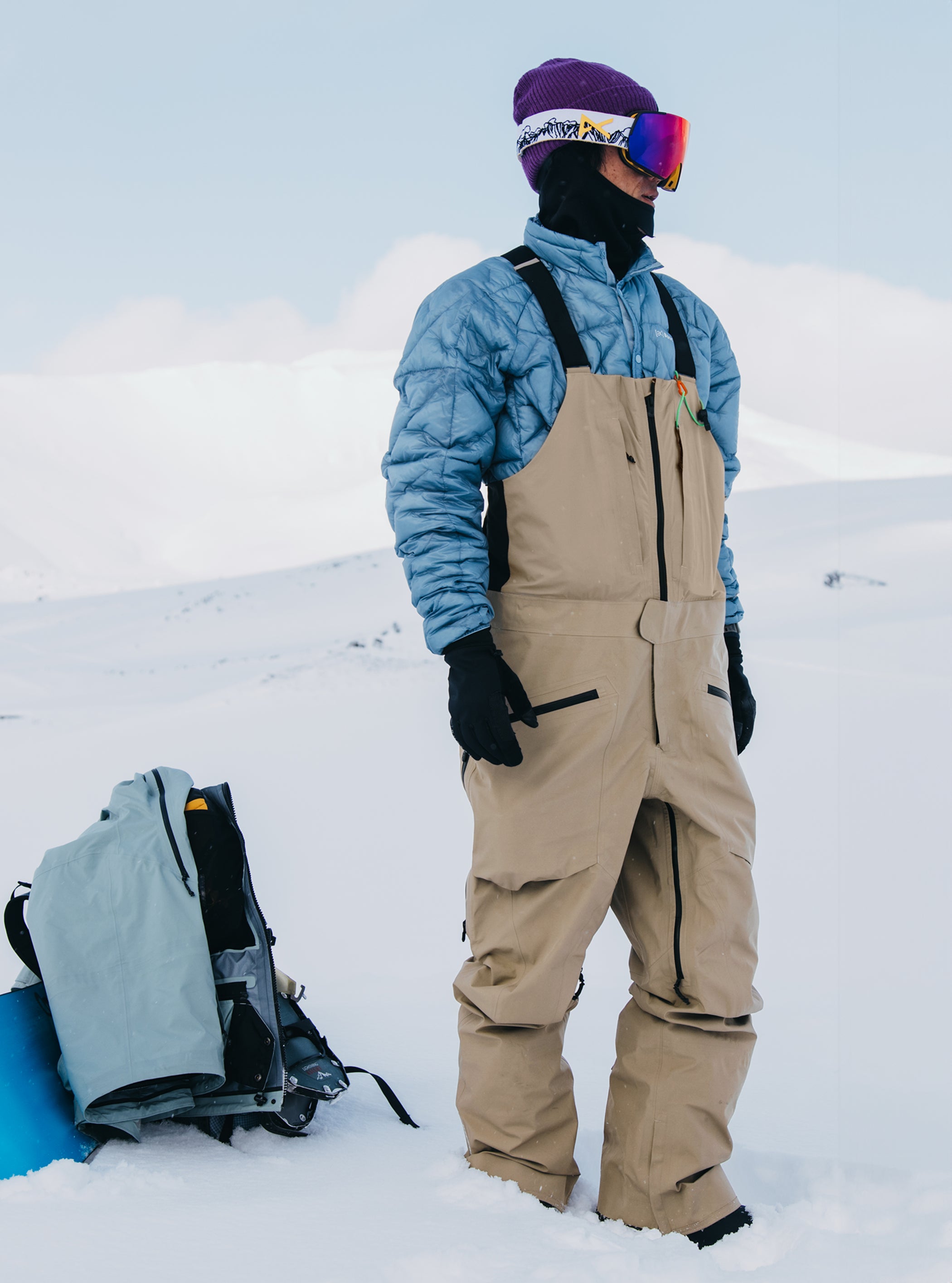 Product image of Men's Burton [ak] Freebird GORE‑TEX 3L Stretch Bib Pants[Variant:Summit Taupe]