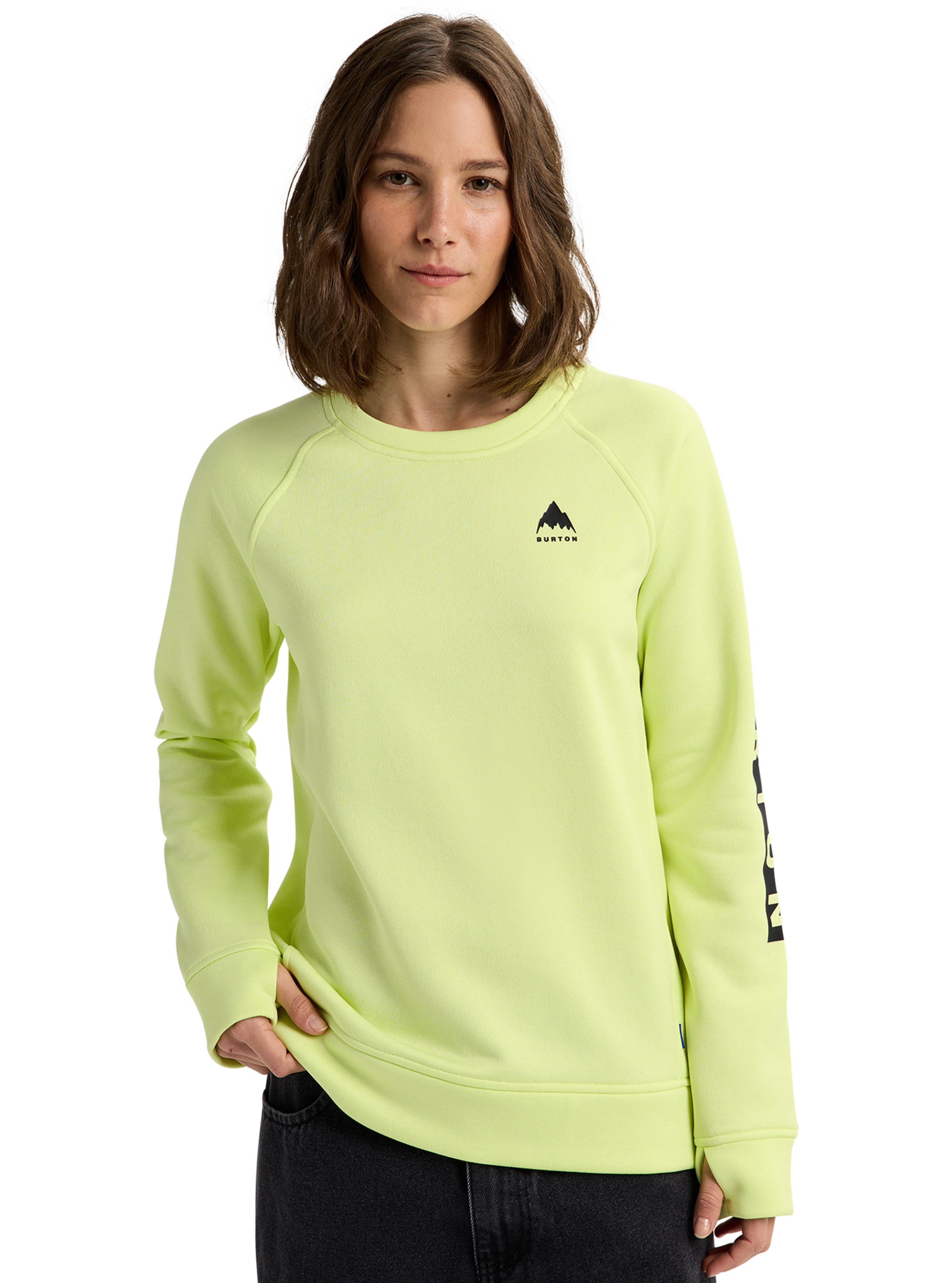 Product image of Women's Burton Oak Crewneck Fleece[Variant:Glow Yellow Green Heather]