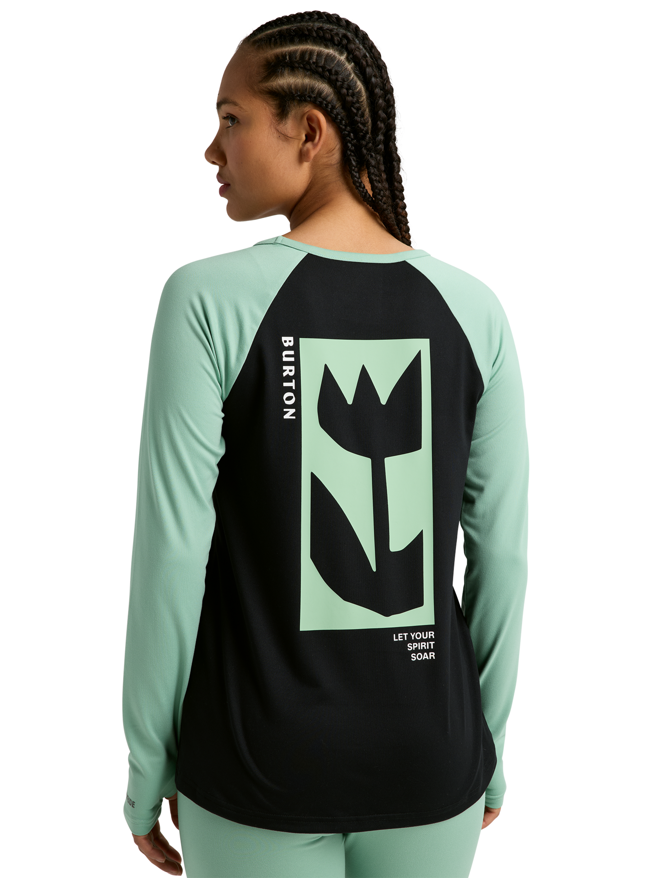 Product image of Women's Burton Roadie Base Layer Tech T-Shirt[Variant:True Black / Soft Sage]