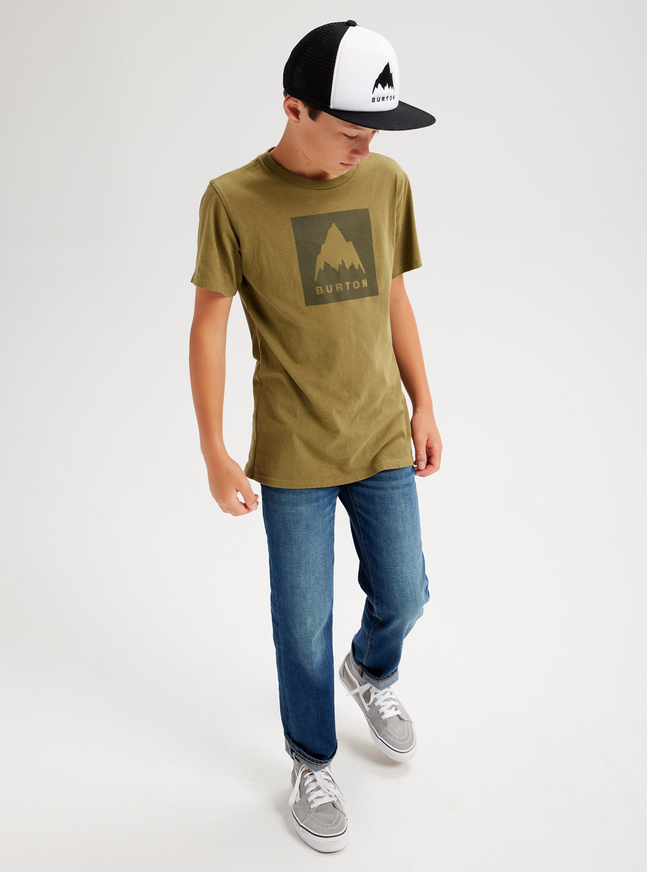 Product image of Kids' Burton Classic Mountain High Short Sleeve T-Shirt[Variant:Martini Olive]