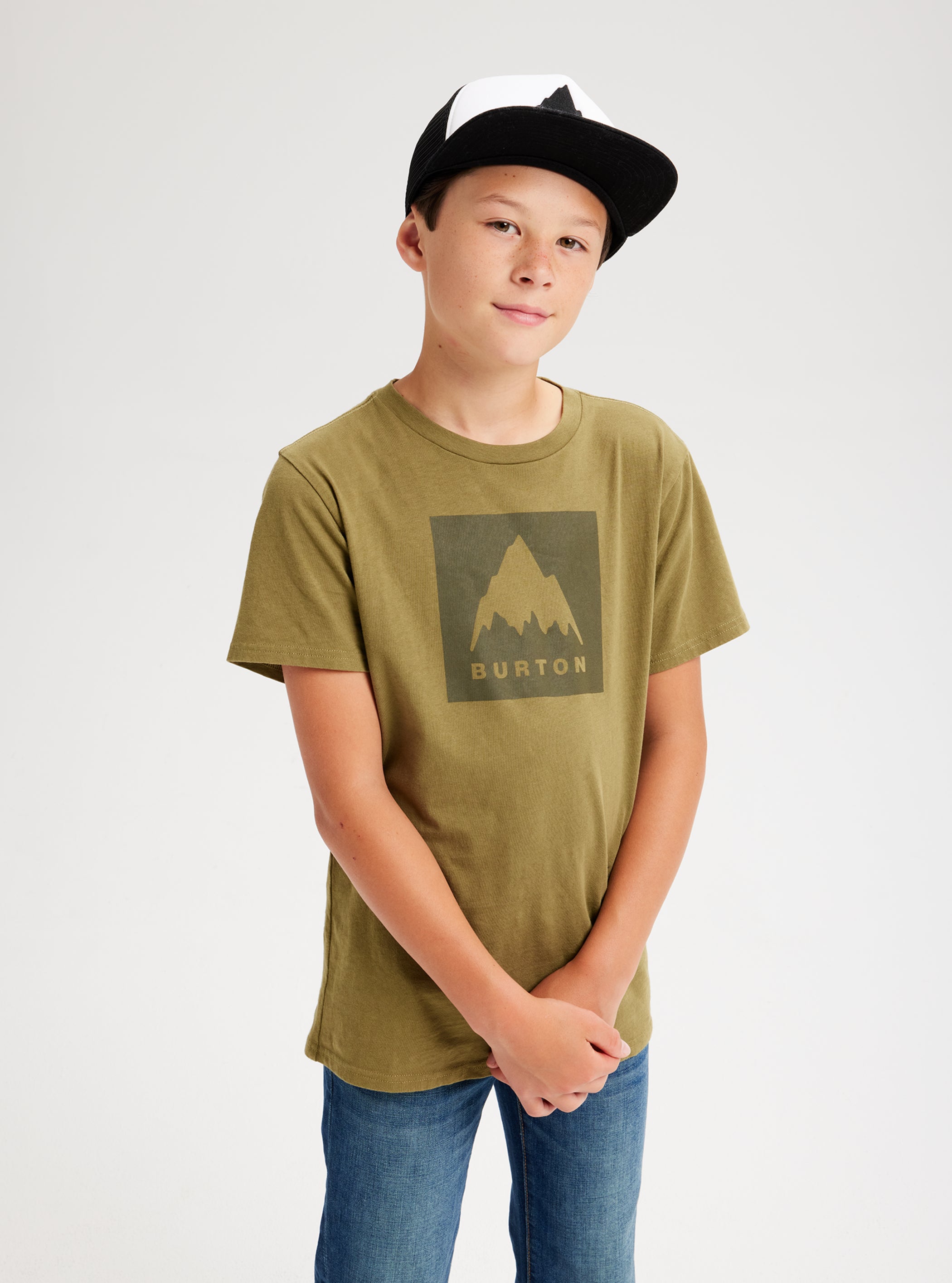 Product image of Kids' Burton Classic Mountain High Short Sleeve T-Shirt[Variant:Martini Olive]
