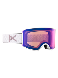 Product image of Anon WM3 Low Bridge Fit Goggles + Bonus Lens + MFI® Face Mask[Variant:Frame: White, Lens: Perceive Variable Violet (34% / S2), Spare Lens: Perceive Sunny Onyx (6% / S4)]