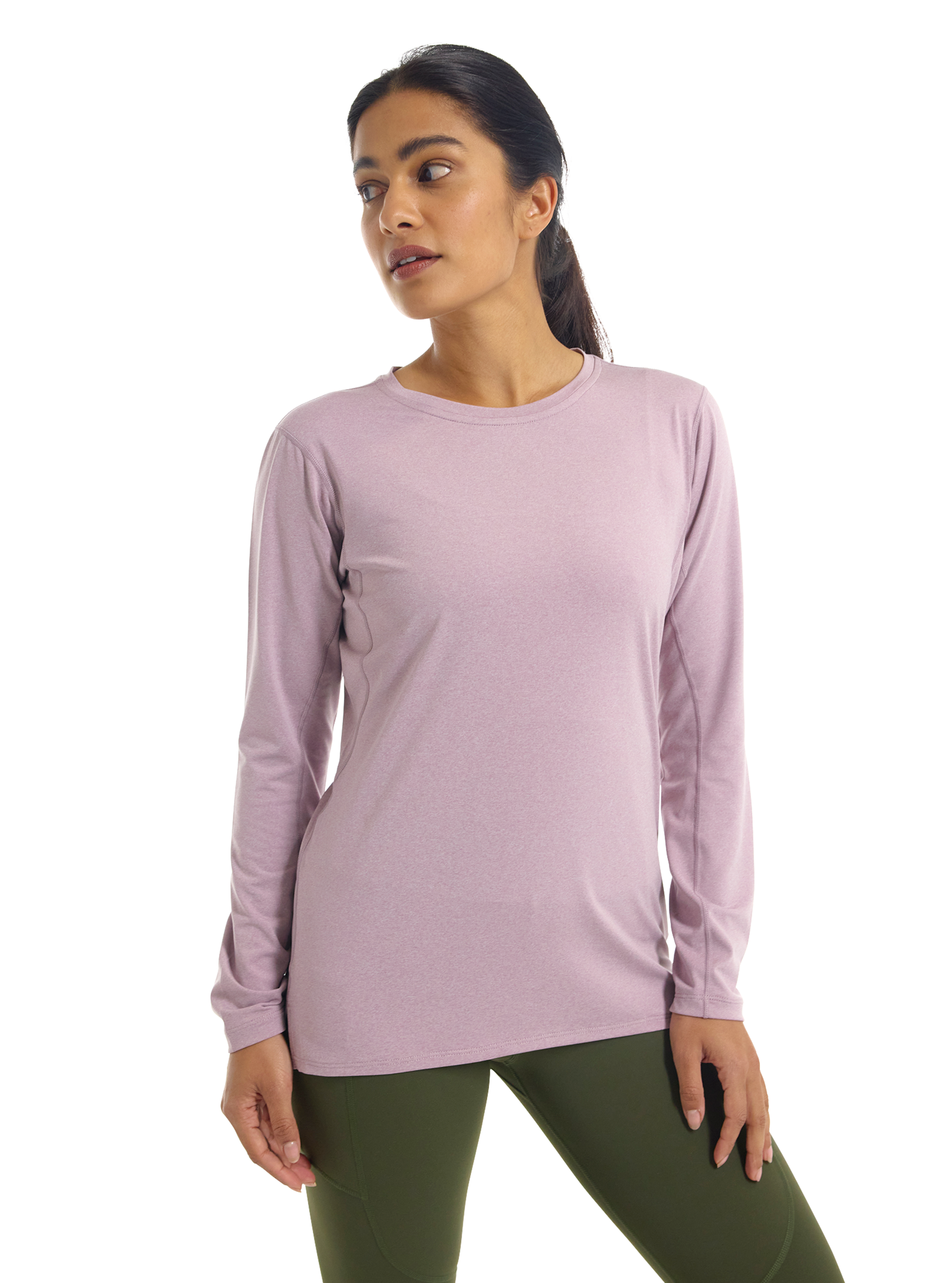 Product image of Women's Burton Multipath Essential Tech Long Sleeve T-Shirt[Variant:Elderberry Heather]