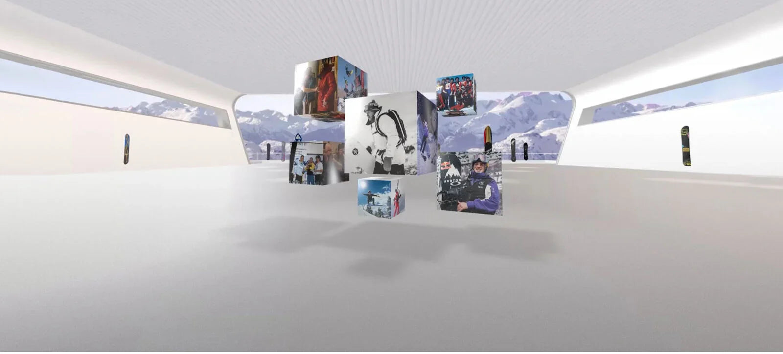 Collection of product boxes on a white surface with a windowed wall background