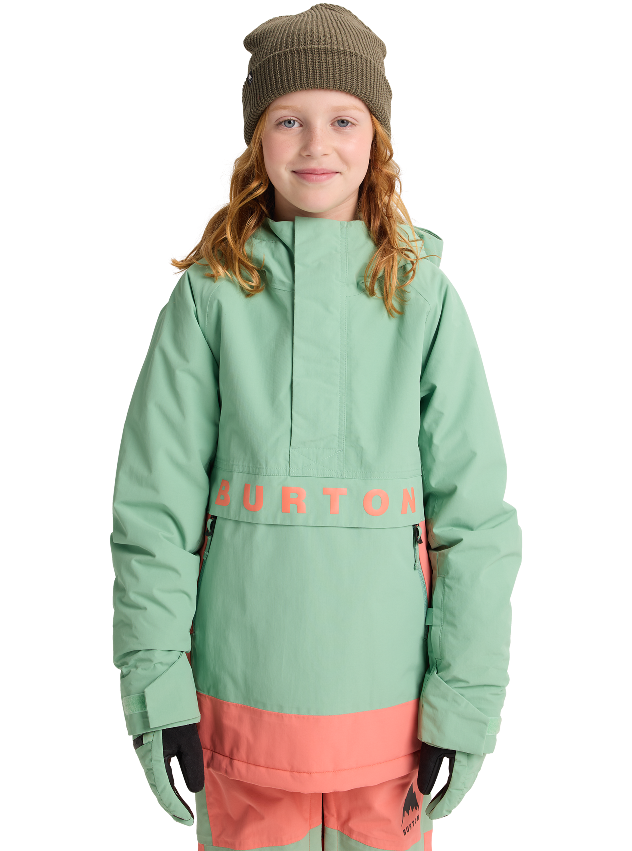 Product image of Kids' Burton Frostner 2L Anorak Jacket[Variant:Soft Sage / Peach Echo]