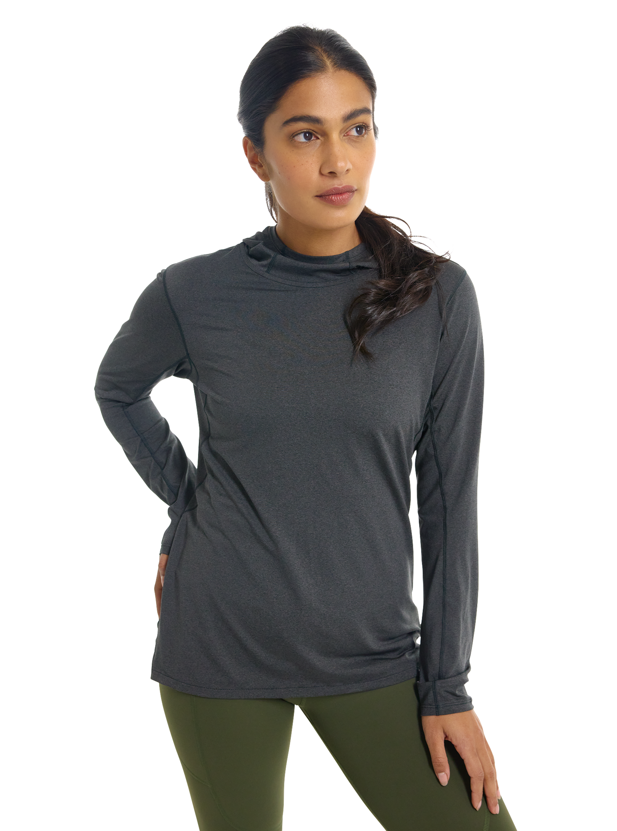 Product image of Women's Burton Multipath Essential Tech Pullover Hoodie[Variant:True Black Heather]
