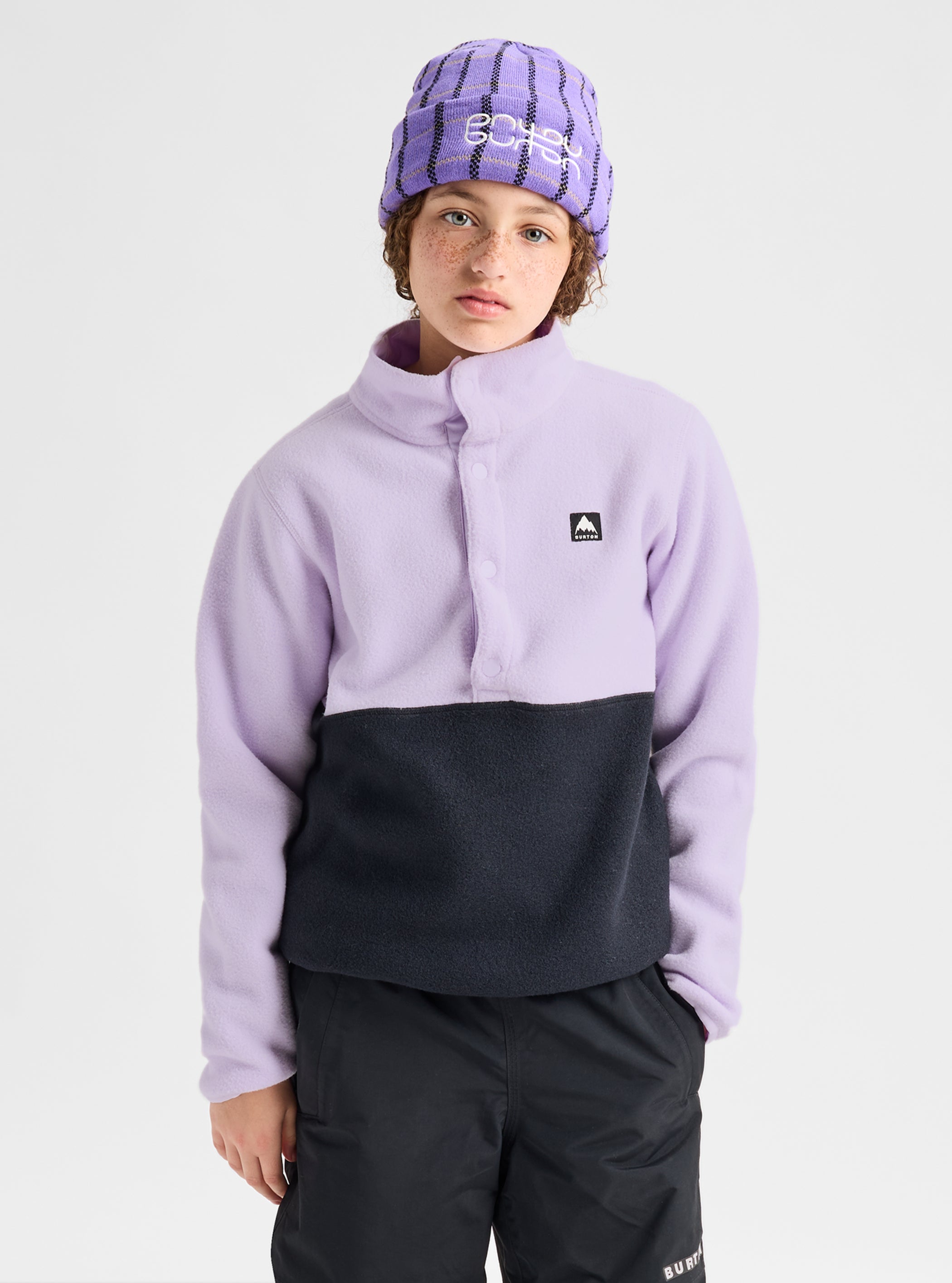 Product image of Kids' Burton Cinder Fleece Anorak[Variant:Moondust Purple / True Black]