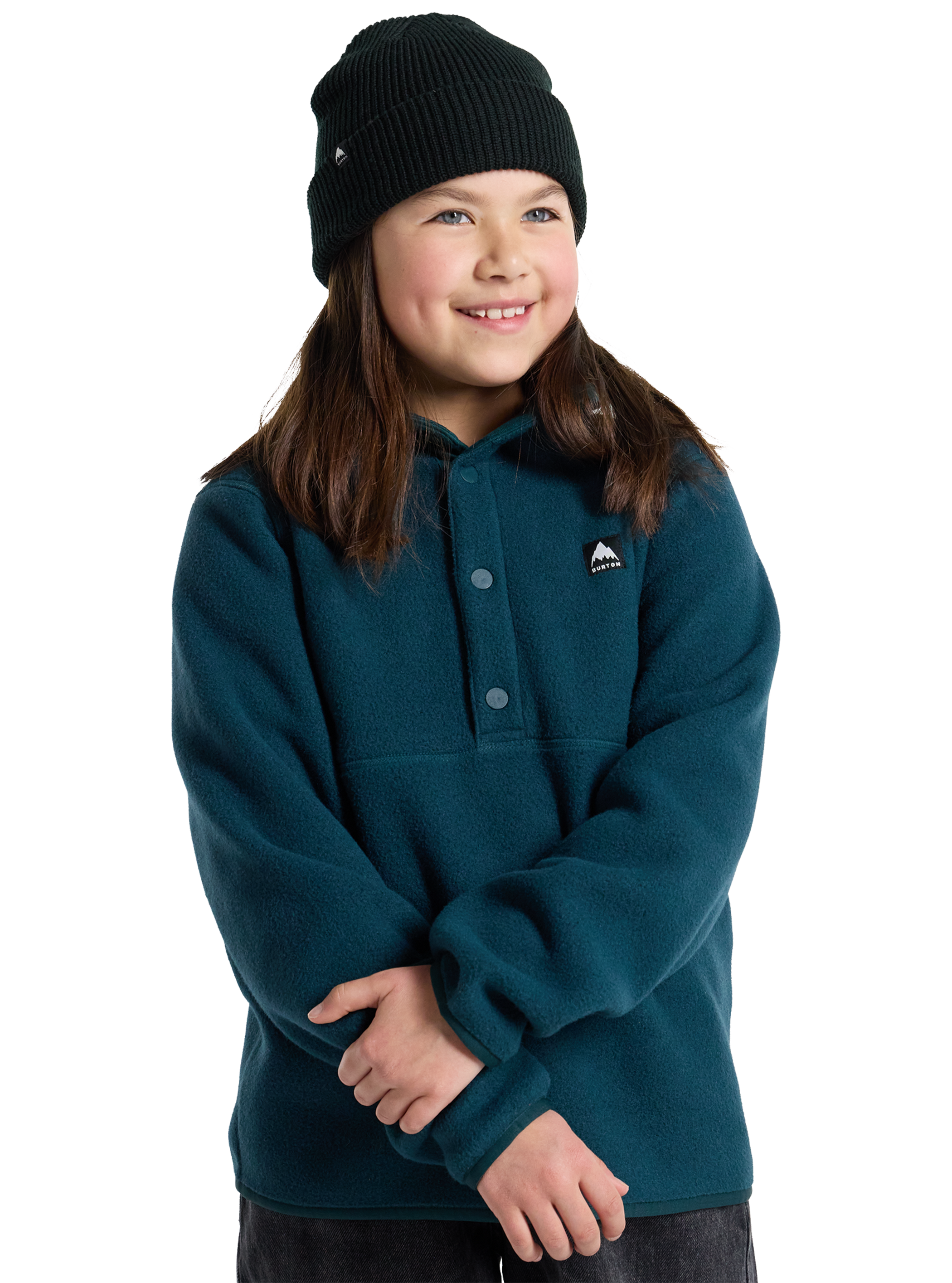 Product image of Kids' Burton Cinder Fleece Anorak[Variant:Deep Emerald]