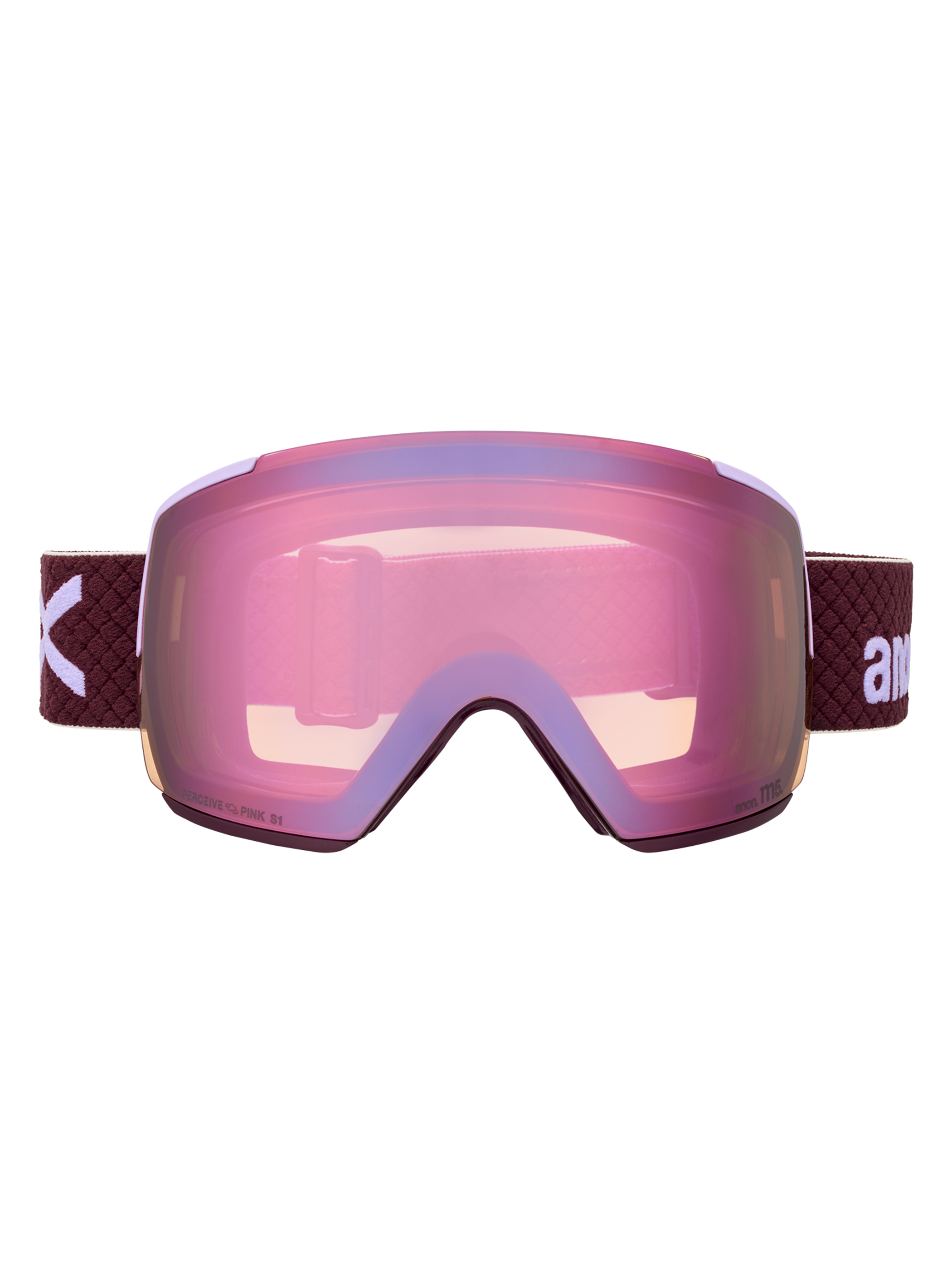 Product image of Anon M5 Goggles + Bonus Lens + MFI® Face Mask (Sample)[Variant:Frame: Deep Cherry, Lens: Perceive Cloudy Pink (53% / S1), Spare Lens: Perceive Variable Blue (21% / S2)]