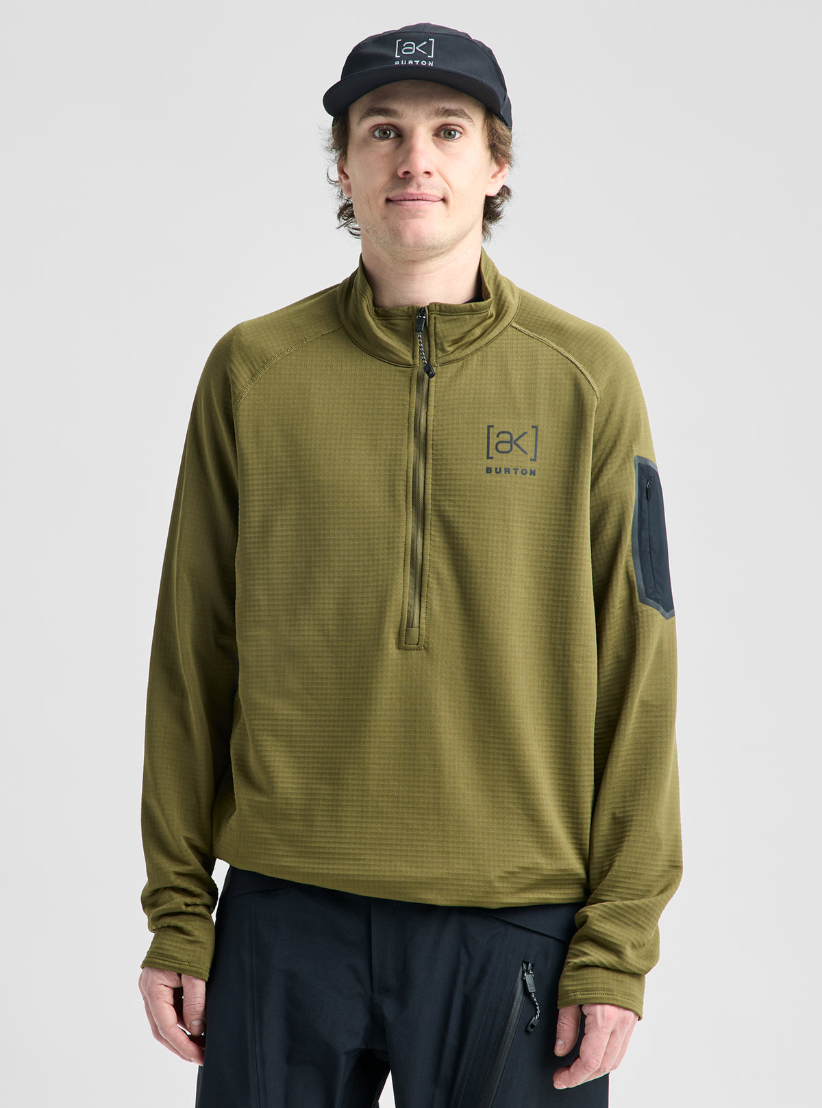 Product image of Men's Burton [ak] Helium Grid Half-Zip Fleece[Variant:Dried Moss]