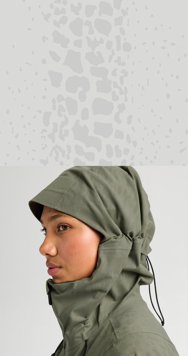 person modelling jacket hood feature