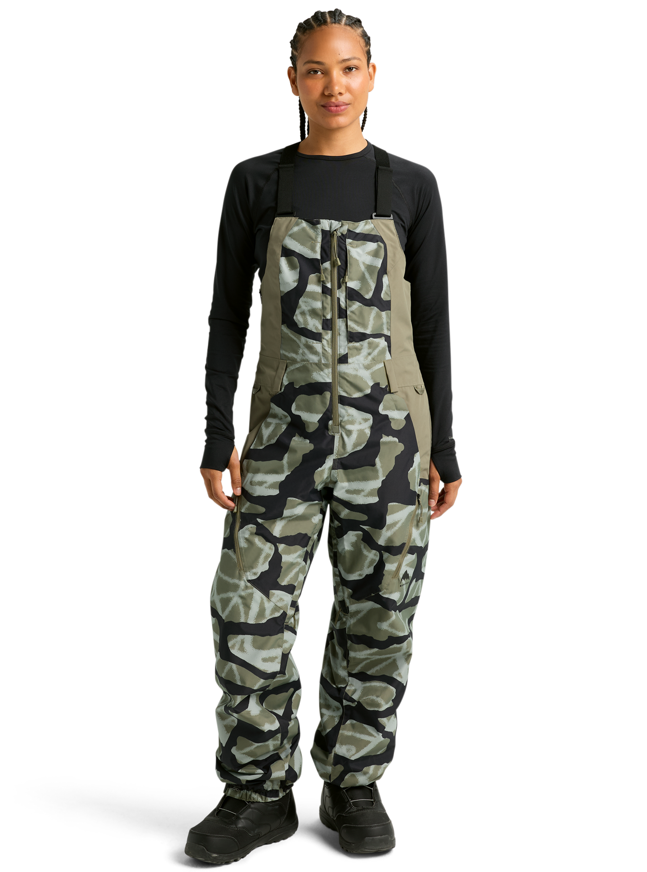 Product image of Women's Burton Reserve 2L Bib Pants (Sample)[Variant:Graffiti Camo / Forest Moss]