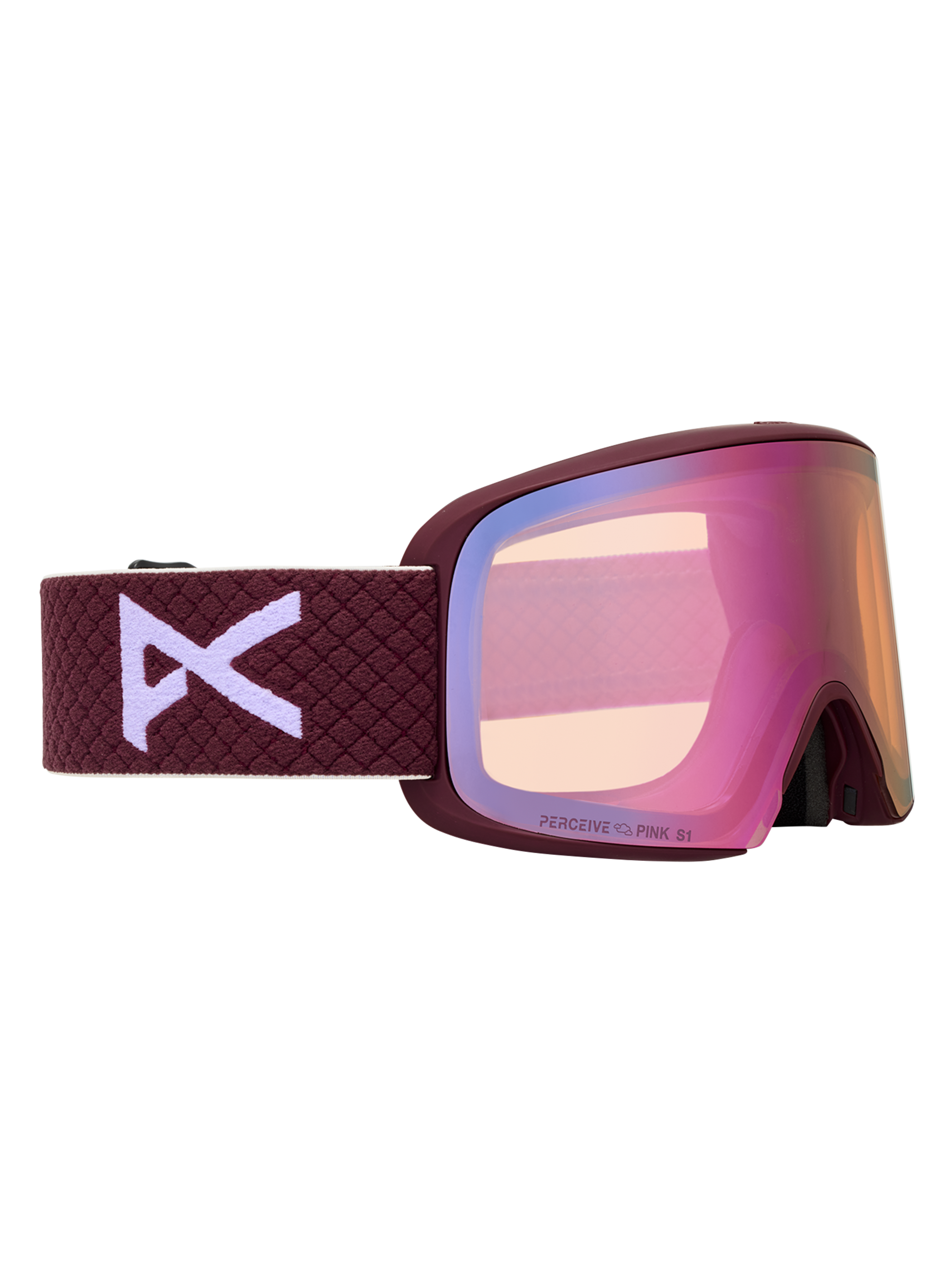 Product image of Anon M6 Goggles (Sample)[Variant:Frame: Deep Cherry, Lens: Perceive Cloudy Pink (53% / S1), Spare Lens: Perceive Variable Blue (21% / S2)]