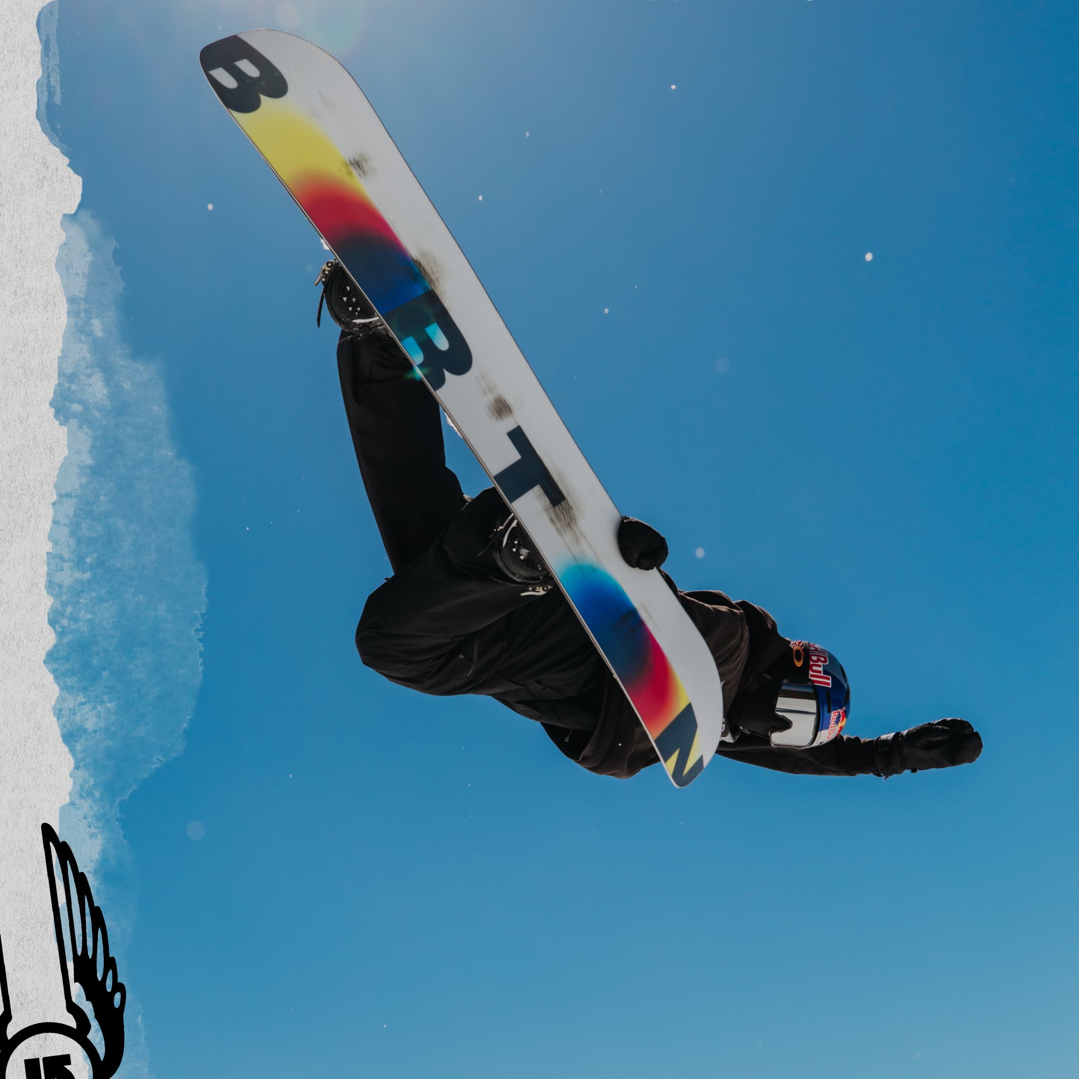 Snowboarder performing an aerial trick with Burton snowboard – Proven performance