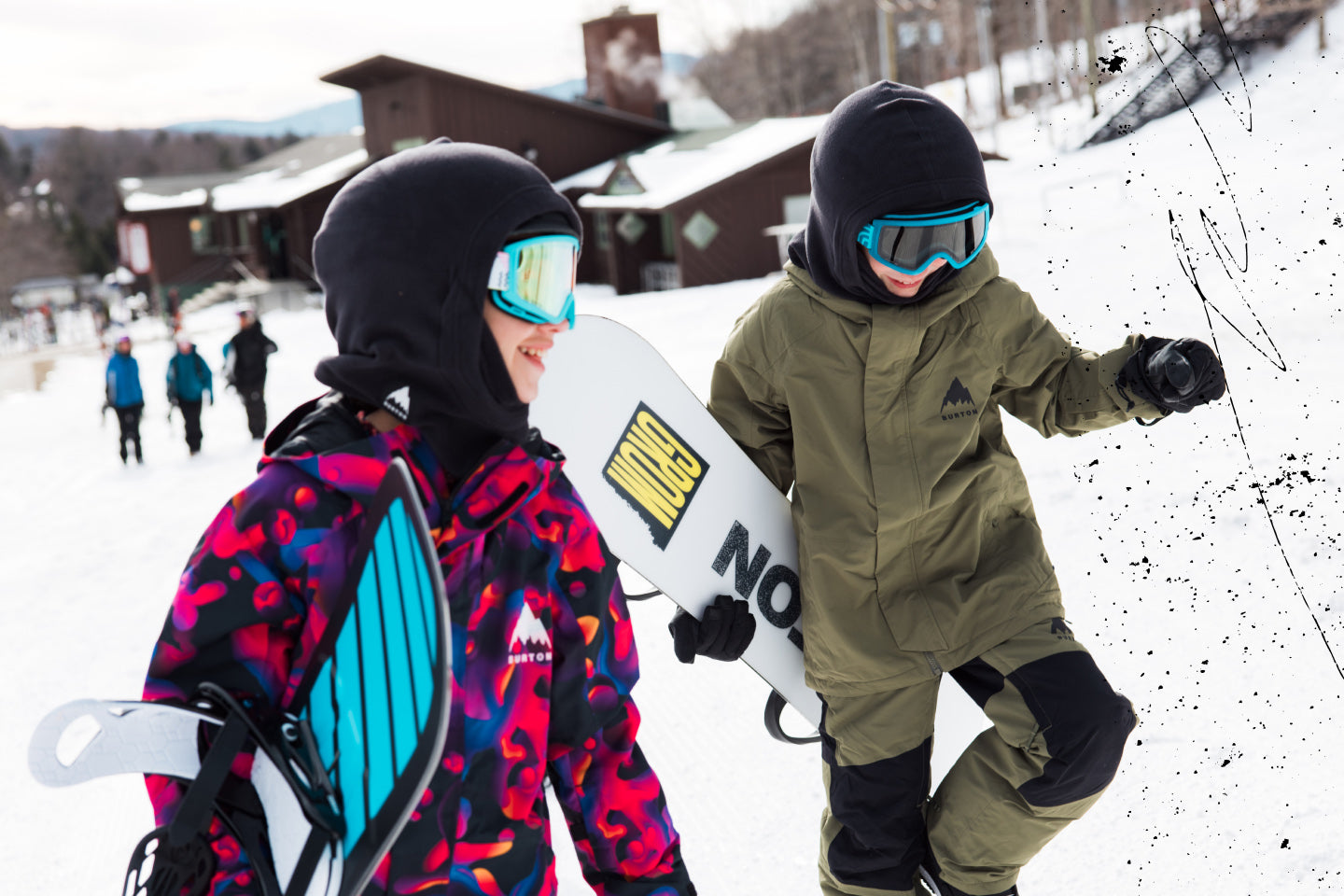 kids on resort dressed head toe in Burton gear