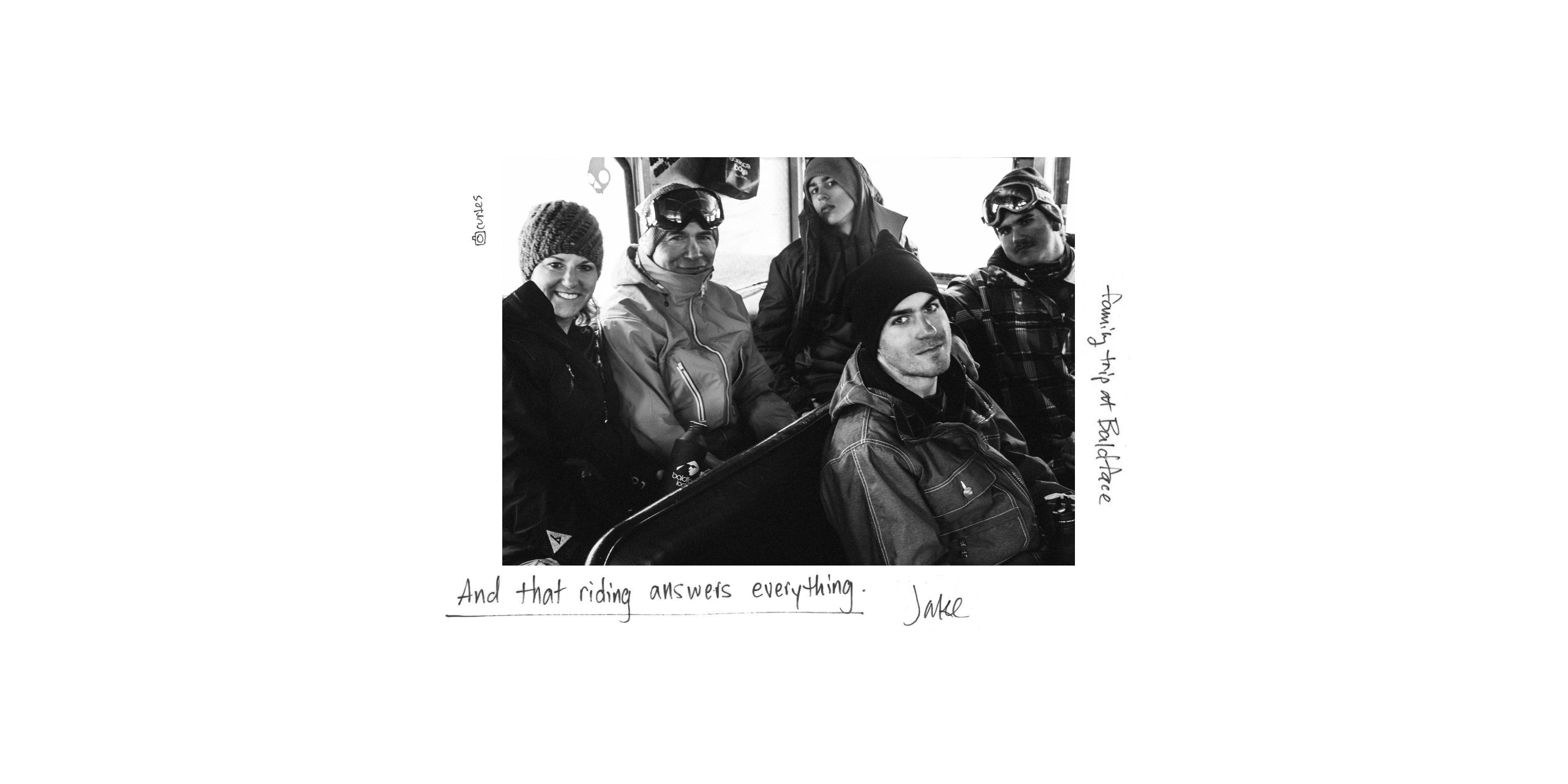 Carpenter Family in a snowcat on a family trip to Baldface